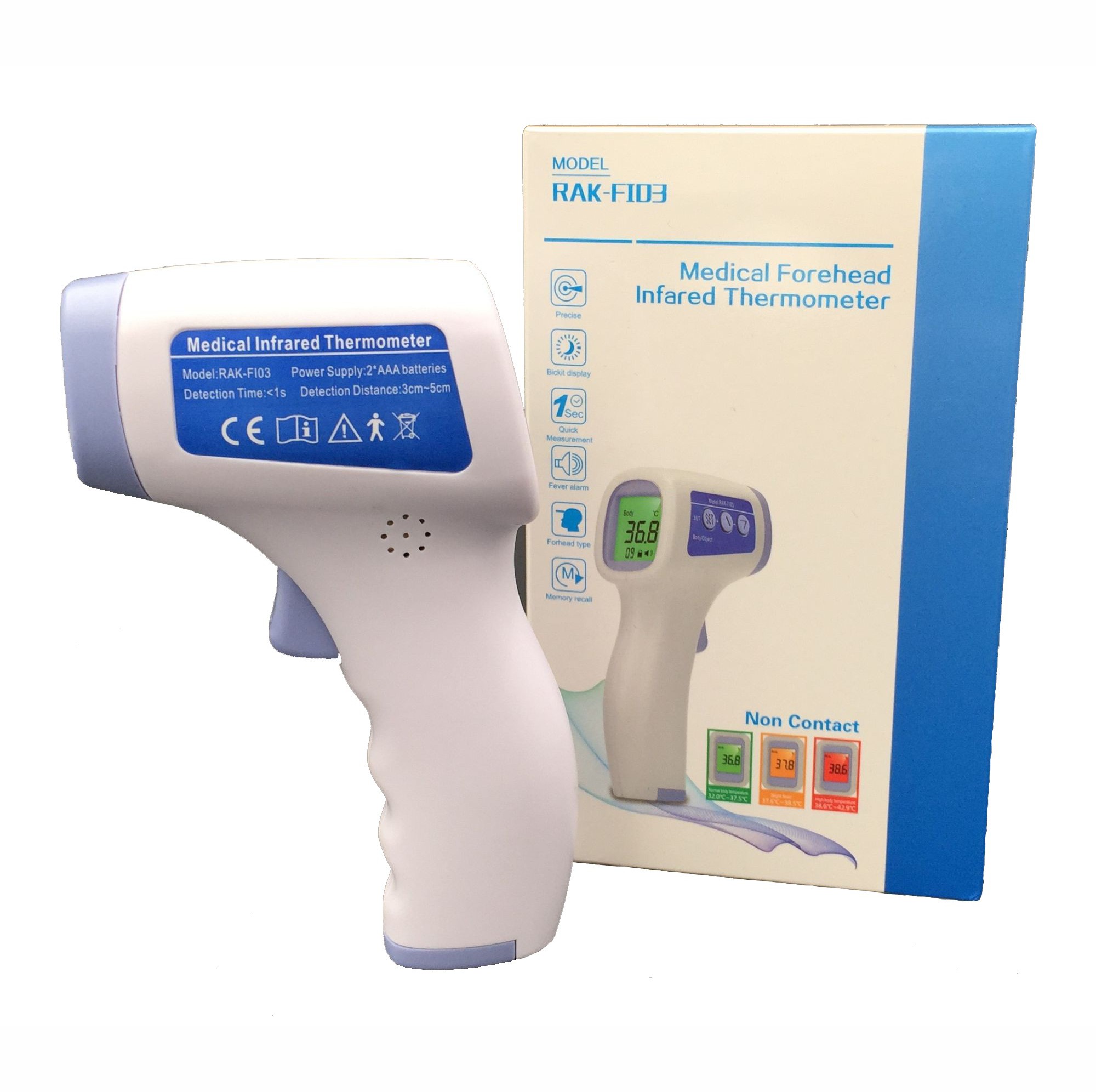 Infrarot Fieberthermometer kontaktlos Digital LCD Temperaturmessgerät 1sec